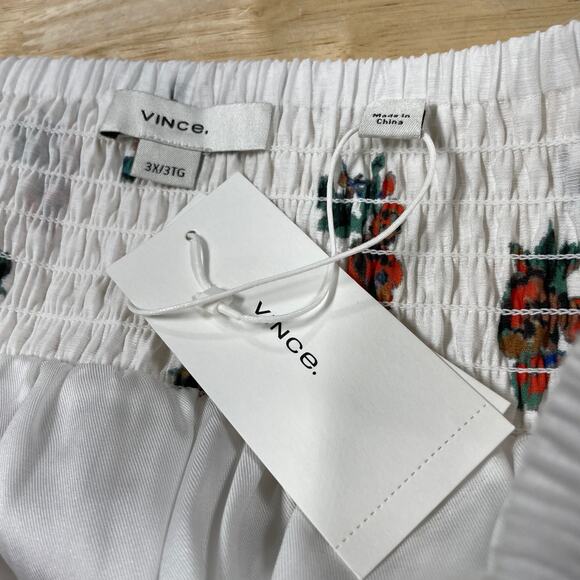 Vince NWT Vince Ikat Floral Smocked Tiered Midi Maxi Skirt Pockets Size 3X - Picture 5 of 12